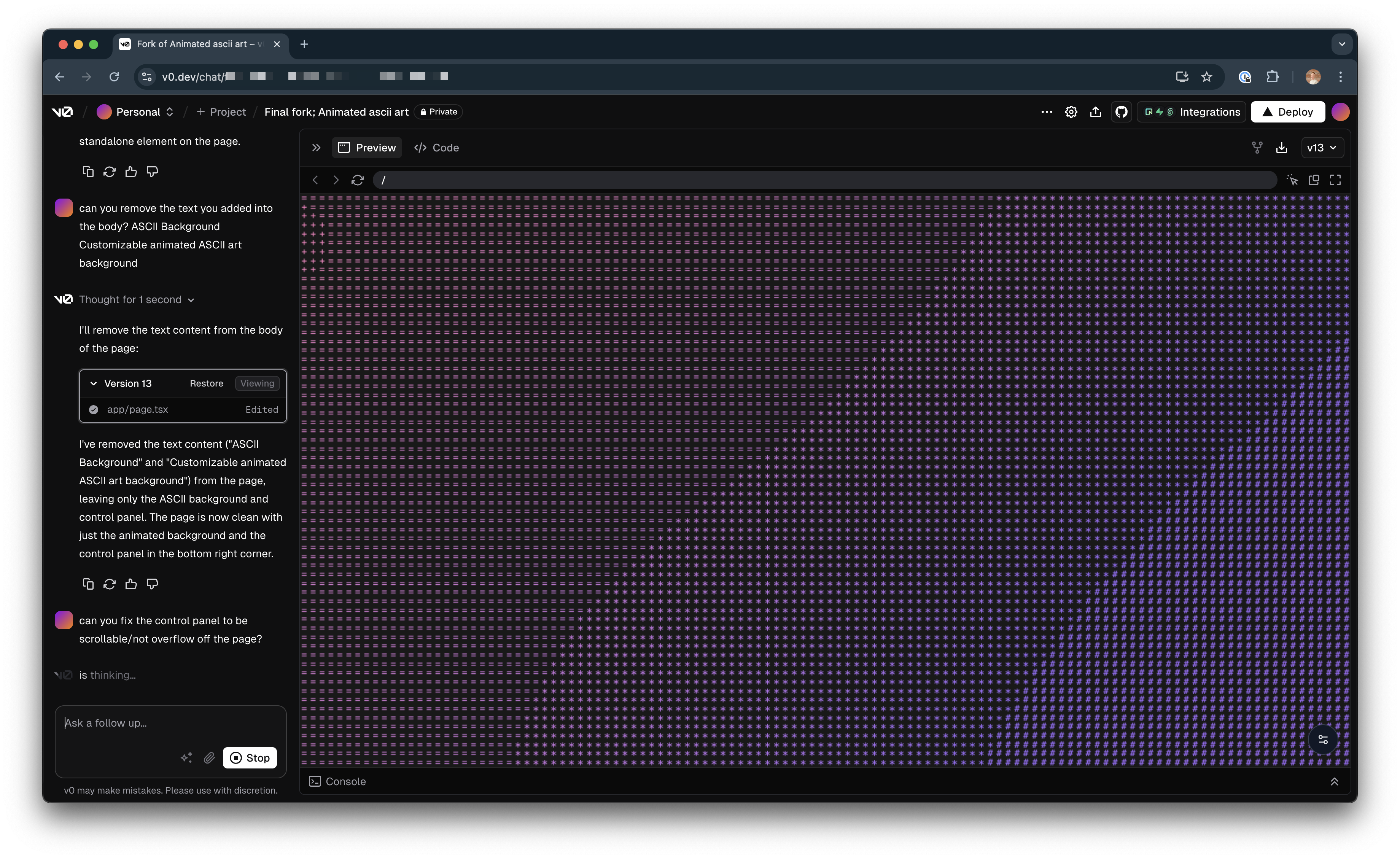 V0 generating my wave