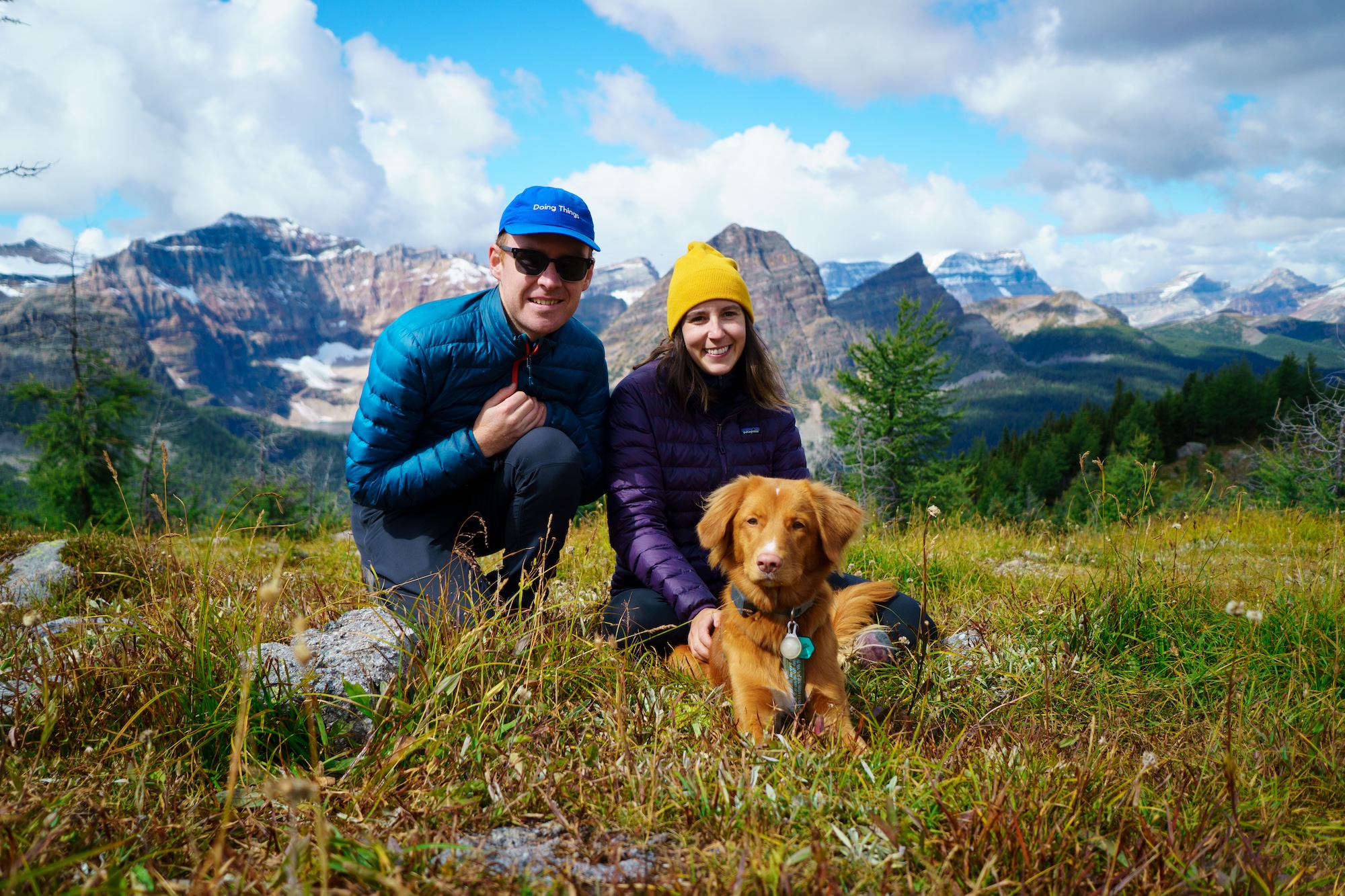 Femke, Owen, and Kaya in the Rocky Mountains